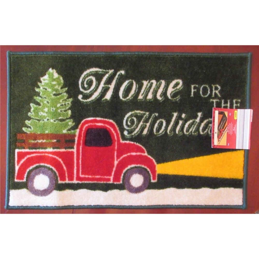Huntington Home Red Farm Truck Christmas Tree Rug